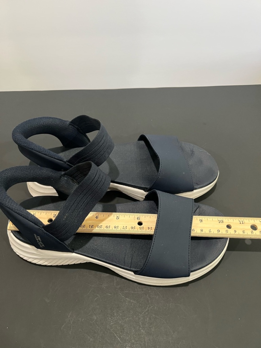 Sketchers Blue Elastic Strap Slip-In Lightweight Cushion Women's Casual Sandals - Picture 13 of 13